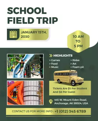 Fun Green School Field Trip Event Highlights Poster Template
