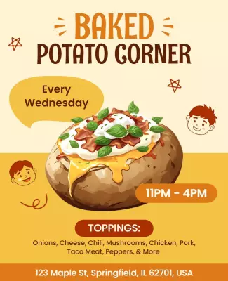 Fun Illustrated Baked Potato Special Offer Poster Template