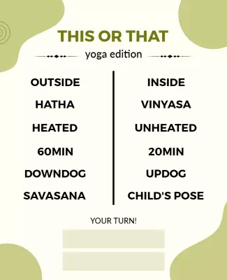 Fun Interactive Yoga This or That Edition Poster Template