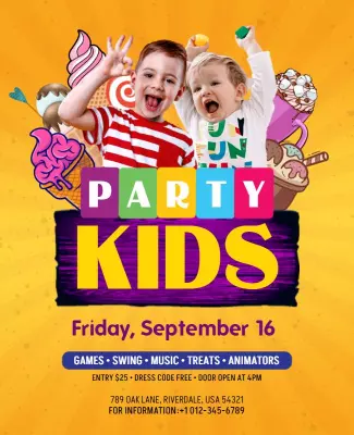 Fun Kids Party Event Flyer Template