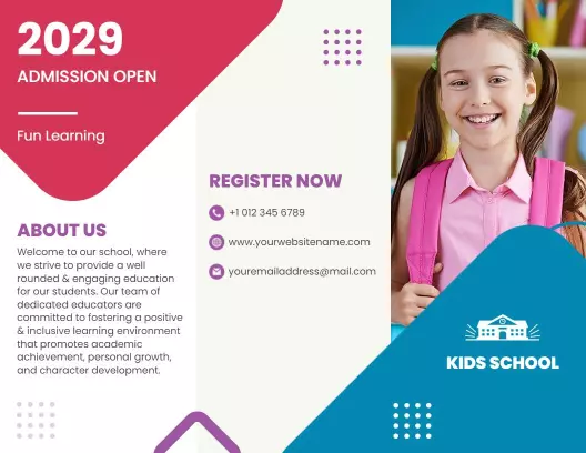 Fun Learning Kids School Admission and Registration Brochure Template