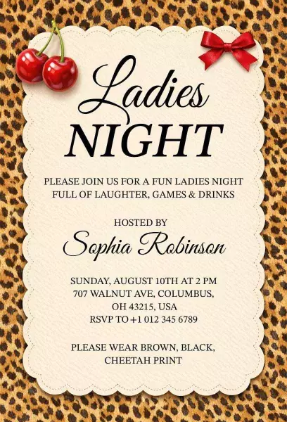 Fun Leopard Print Ladies Night Out Celebration Invitation Template
