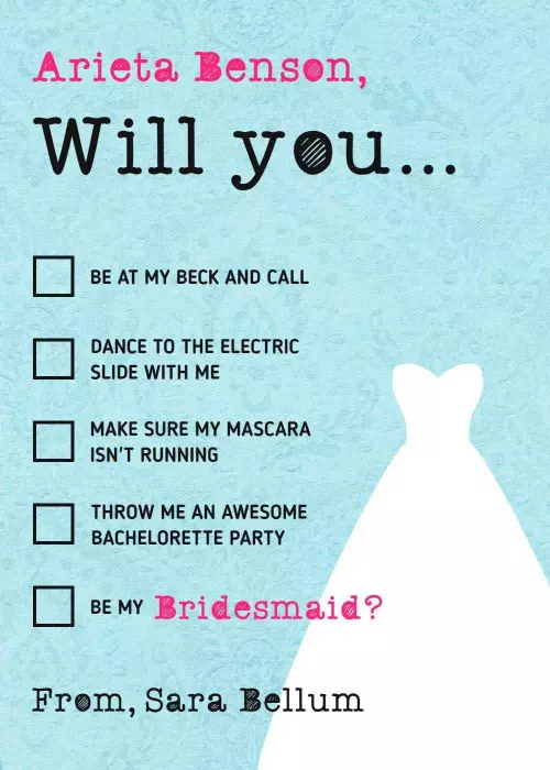 Fun Lighthearted Bachelorette Party Bridesmaid Invitation Template