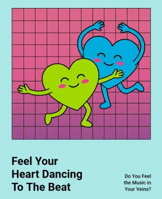 Fun Music Event Heart Dancing Poster Template