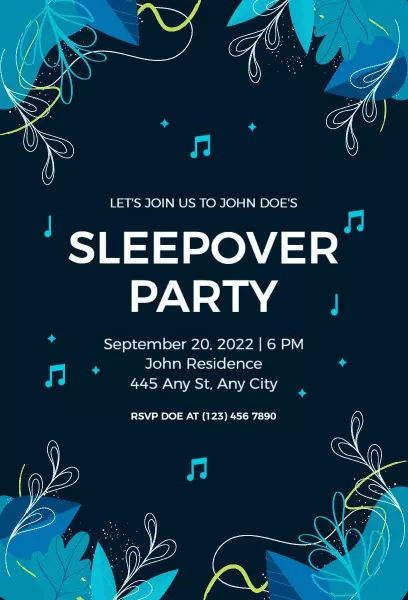 Fun Musical Theme Sleepover Party Invitation Template