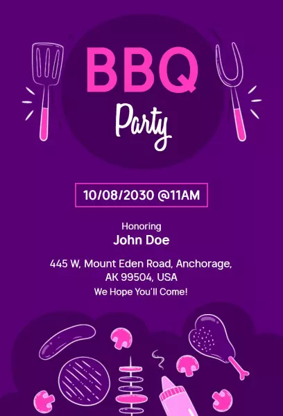 Fun Outdoor Summer BBQ Gathering Celebration Invitation Template