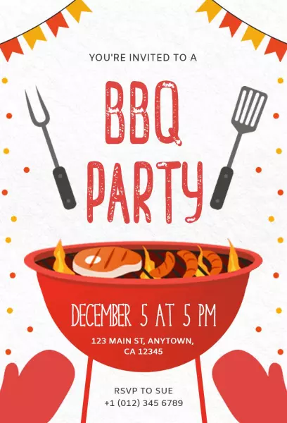 Fun Outdoor Summer BBQ Party Celebration Invitation Template