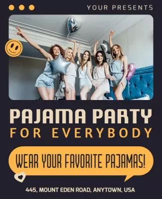 Fun Colorful Pajama Party Bash Flyer Template