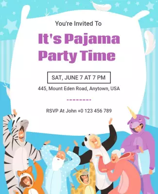 Playful Colorful Pajama Party Invitation Flyer Template