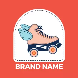 Fun Pink Skating Roller Skate with Wings Logo Template