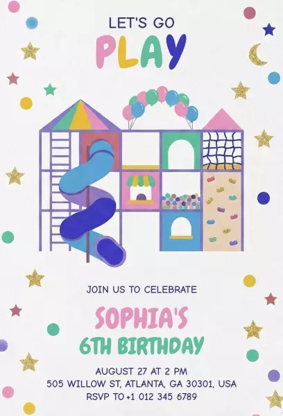 Fun Playful Colorful Kids Birthday Celebration Invitation Template