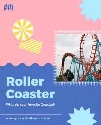 Fun Playful Roller Coaster Enthusiast Survey Poster Template