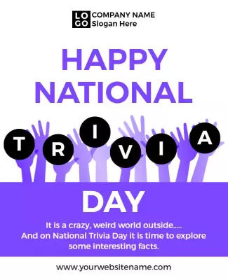 Fun Purple National Trivia Day Celebration Poster Template