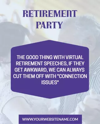 Fun Purple Virtual Retirement Party Humor Poster Template