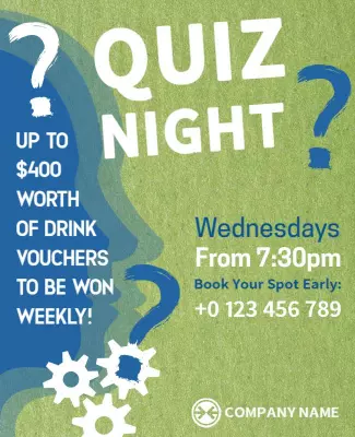 Fun Quiz Night with Drink Vouchers Giveaway Poster Template
