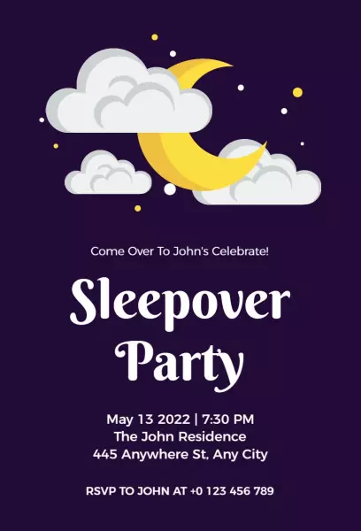 Fun Starry Night Sleepover Party Invitation Template