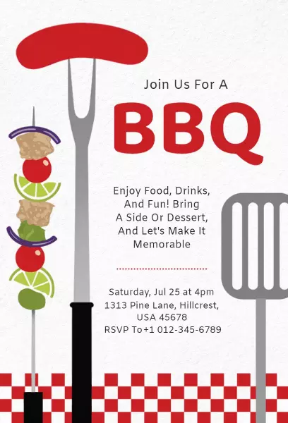 Fun Summer BBQ Gathering Outdoor Party Invitation Template