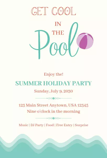 Fun Summer Poolside Holiday Party Celebration Invitation Template