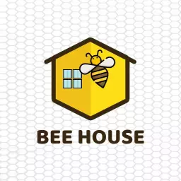 Fun Yellow Bee House Design Representing Cartoon Style Logo Template