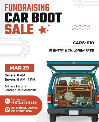 Fundraising Car Boot Sale Event Flyer Template