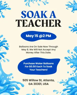 Fundraising Event Soak a Teacher Flyer Template