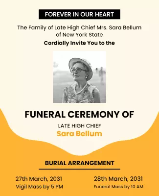 Funeral Ceremony Invitation Flyer Template