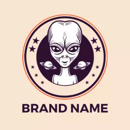 Funky Alien Character with Planetary Design Logo Template
