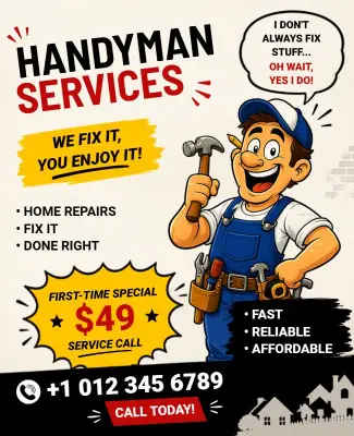 Funny Handyman Services Promotional Flyer Template
