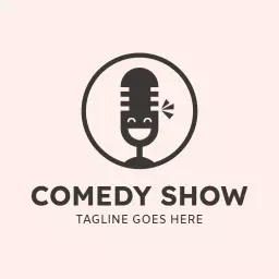Funny Microphone Design with Laughter for Comedy Show Logo Template