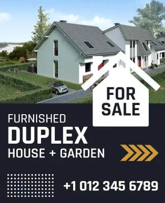 Furnished Duplex House and Garden for Sale Flyer Template