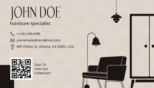 Furniture Specialist Contact Information Business Card Template