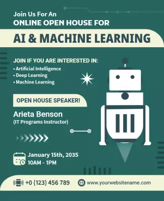 Futuristic AI and Machine Learning Online Open House Poster Template