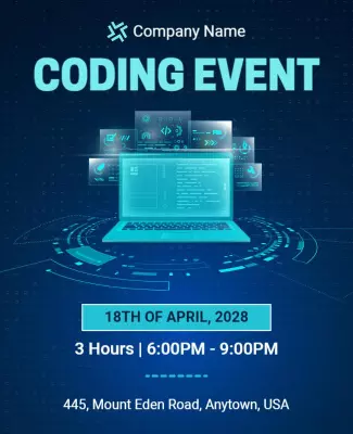 Futuristic Blue Coding Event Technology Workshop Poster Template