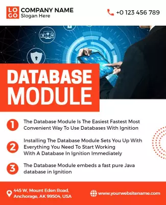 Futuristic Blue Database Module Technology Poster Template