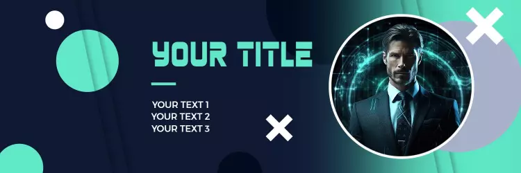 Futuristic Dark Blue Theme with Geometric Shapes Twitter Banner Template
