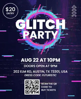 Futuristic Glitch Design for Night Club Party Flyer Template