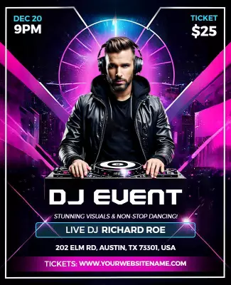 Futuristic Neon DJ Event with Stunning Visuals Poster Template