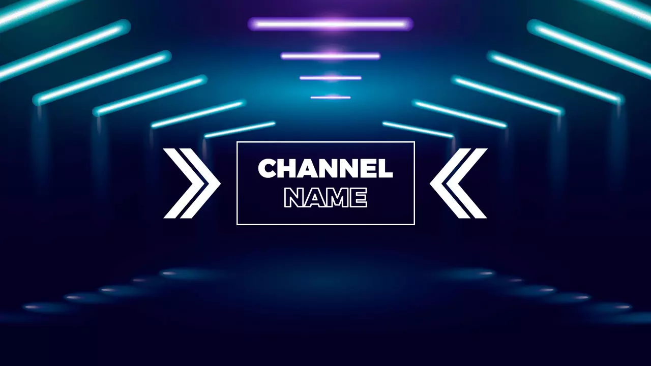 Futuristic Neon Lights Design for YouTube Channel Banner Template