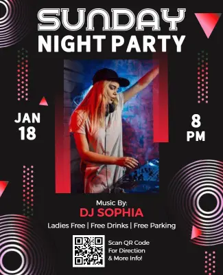 Futuristic Neon Sunday Night DJ Party Flyer Template