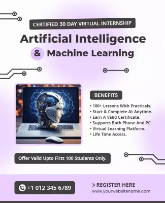 Futuristic Purple AI and Machine Learning Internship Poster Template