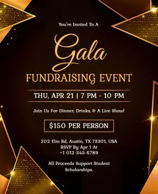 Gala Fundraising Event Invitation Flyer Template
