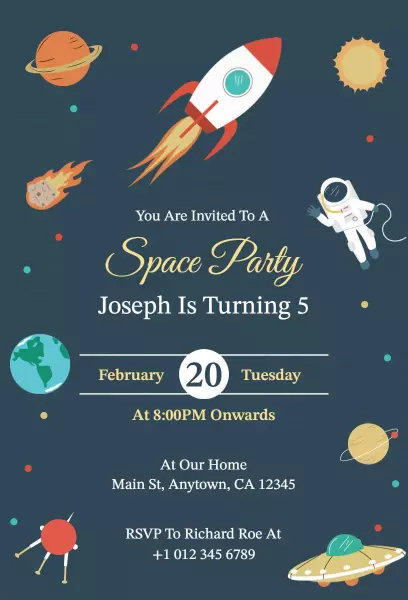 Galactic Adventure Space Birthday Celebration Invitation Template