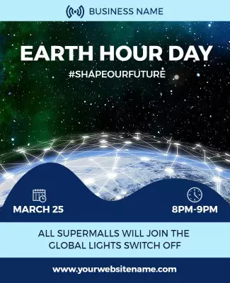 Galactic Blue Earth Hour Day Global Awareness Poster Template