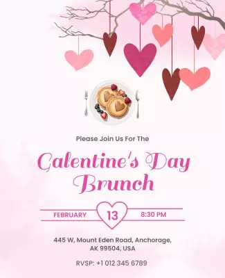 Galentines Day Brunch Celebration Flyer Template