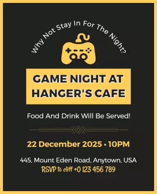Game Night at Cafe Event Flyer Template