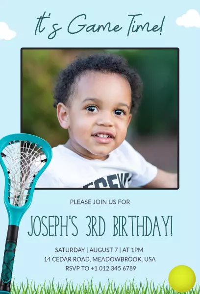 Game Time Sports Themed 3rd Birthday Celebration Invitation Template