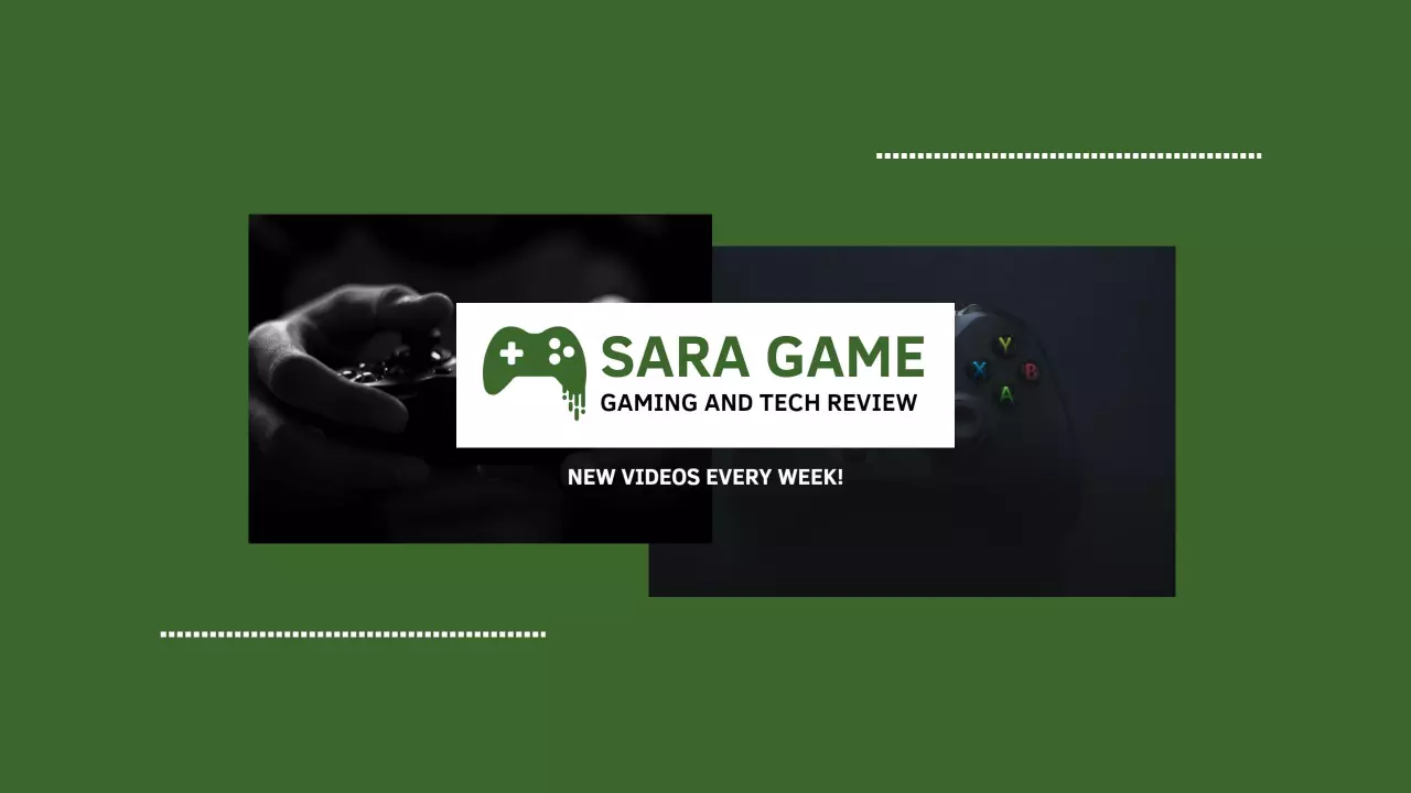 Gaming and Tech Reviews on Dark Green Background Banner Template