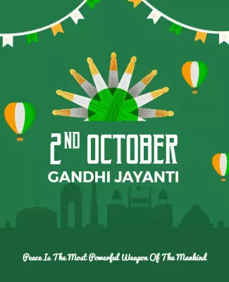 Vibrant Green Gandhi Jayanti Celebration Flyer Template