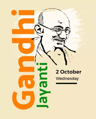 Illustrative Earthy Gandhi Jayanti Celebration Flyer Template
