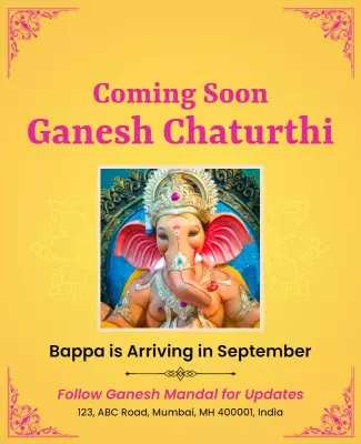 Ganesh Chaturthi Arrival Announcement Flyer Template